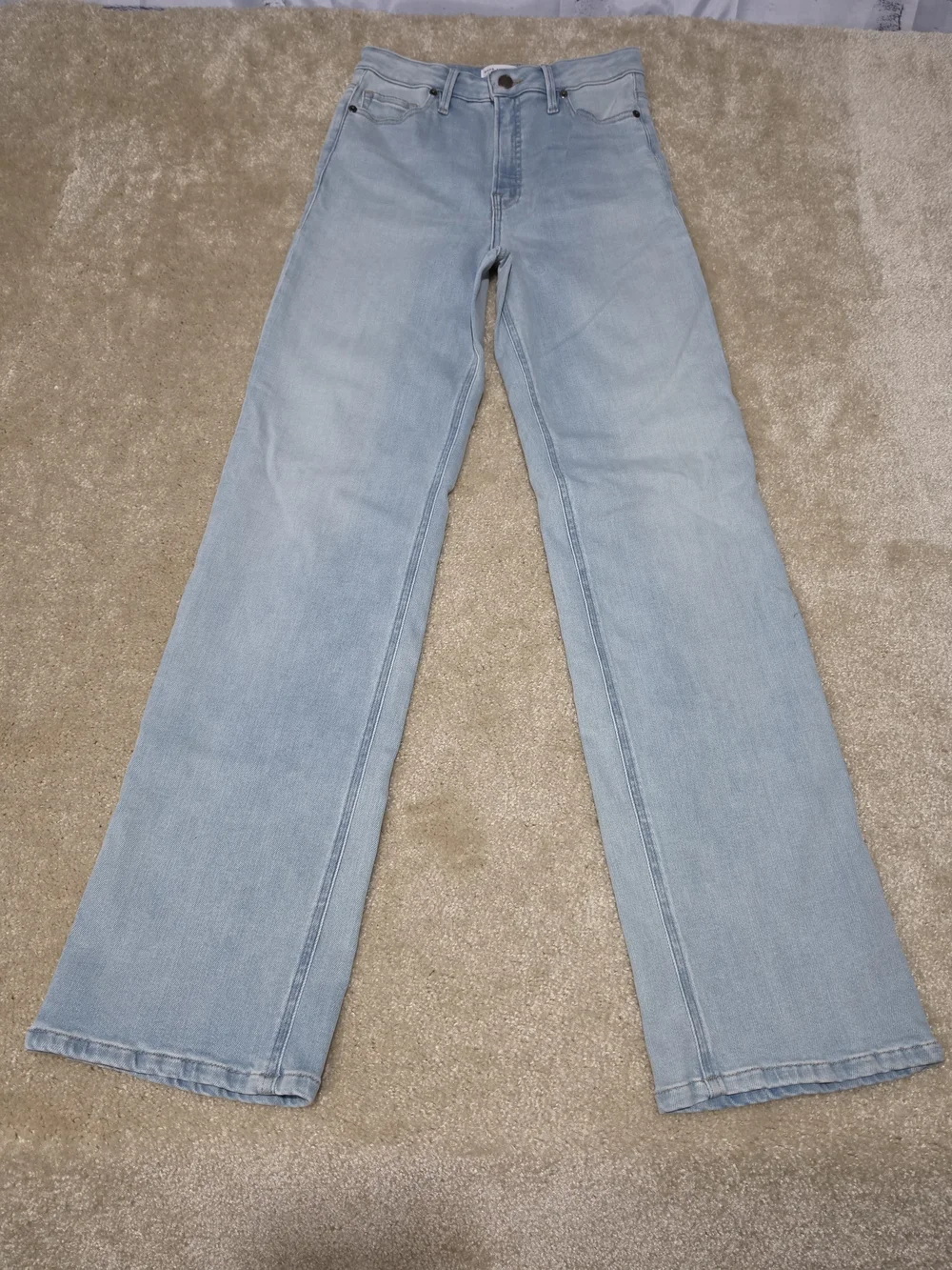 Good American Good True Straight Jeans Womens 4 High Rise Light Wash Stretch